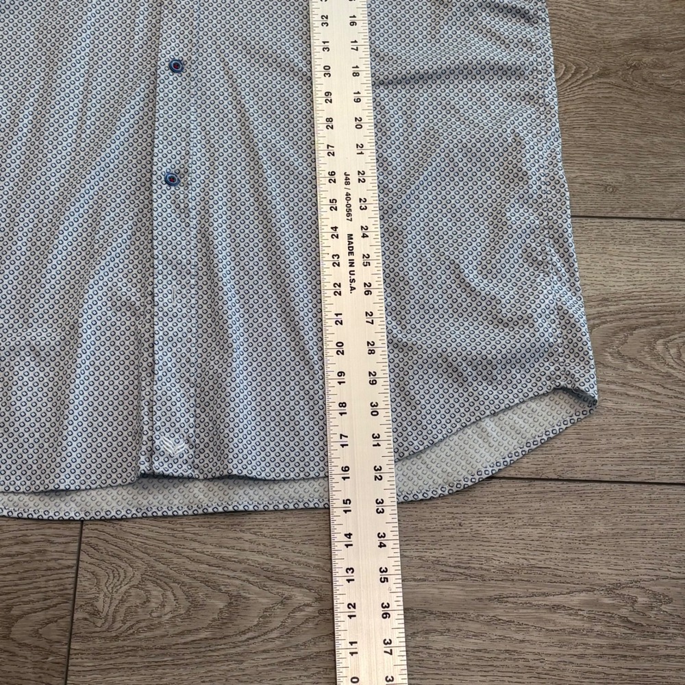 Buttercloth Button Down Shirt Mens 2X Tall White Blue Geometric Preppy Casual - Picture 4 of 9